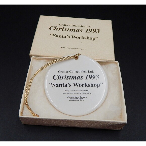 Disney Ornament Santa's Workshop 1993 Mickey Donald Disk Grolier Collectibles - Picture 3 of 4